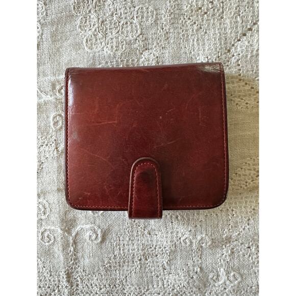 Vintage Coach wallet Continental Leather Bifold Kisslock red burgundy - Picture 1 of 16